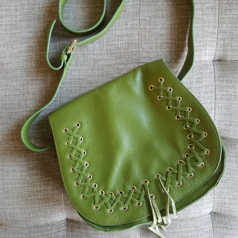 Violetta Green Leather Saddle Bag Gem